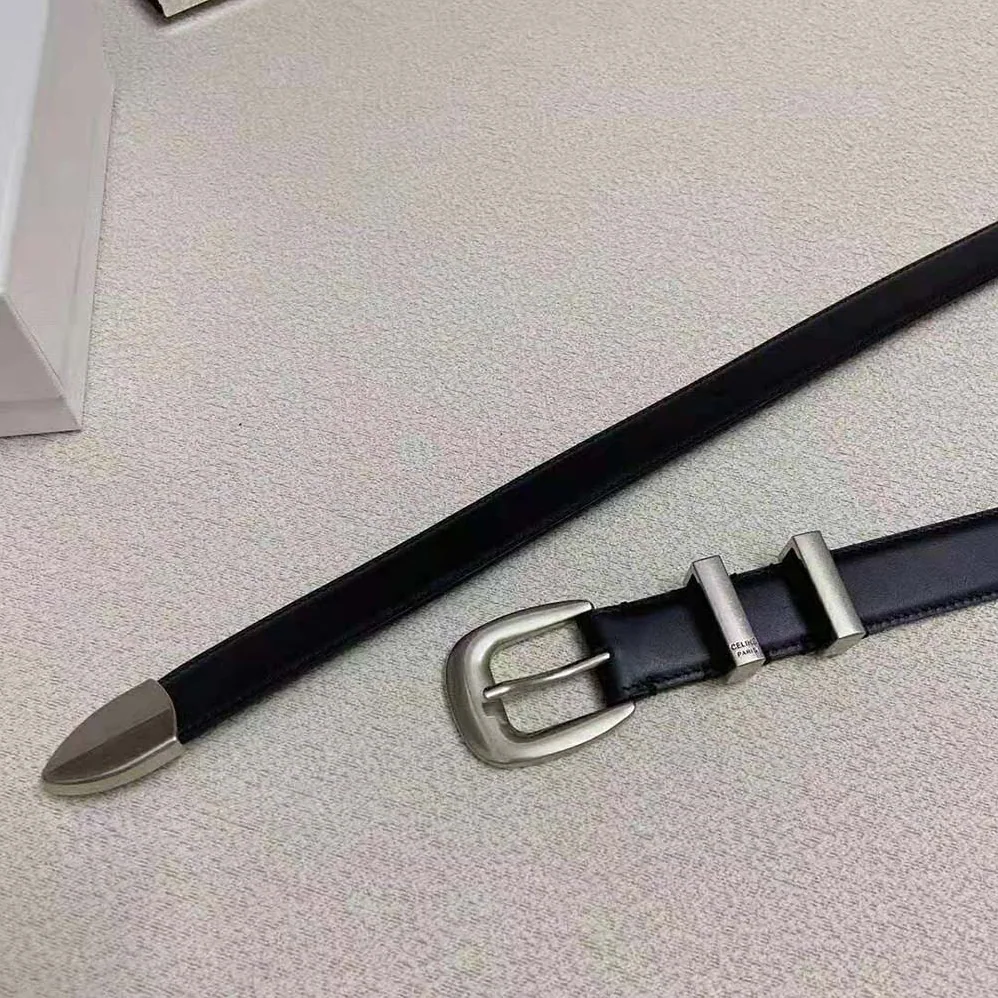 Celine Medium Western Belt in Smooth Calfskin for Women in Silver