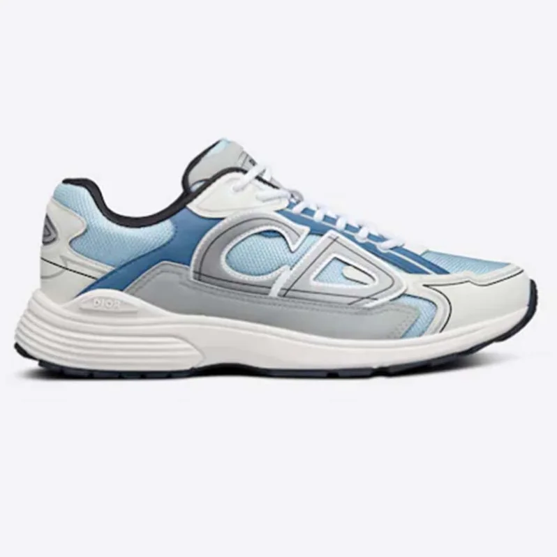 Dior CD Shoes B30 Low-Top Sneaker Light Blue Mesh Gray Blue Technical Fabric for Men