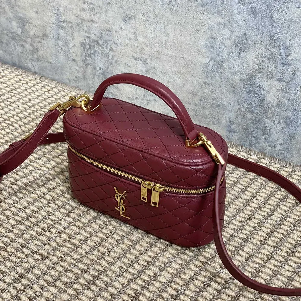 Saint Laurent YSL Gaby Vanity Bag In Lambskin for Women in Maroon
