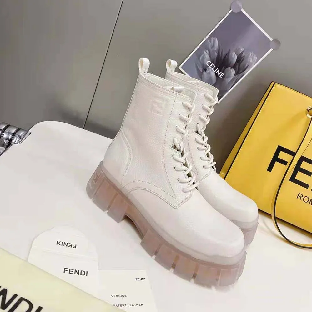 Fendi Force Beige Leather Ankle Boots for Women Fendi Force Beige Leather Ankle Boots for Women
