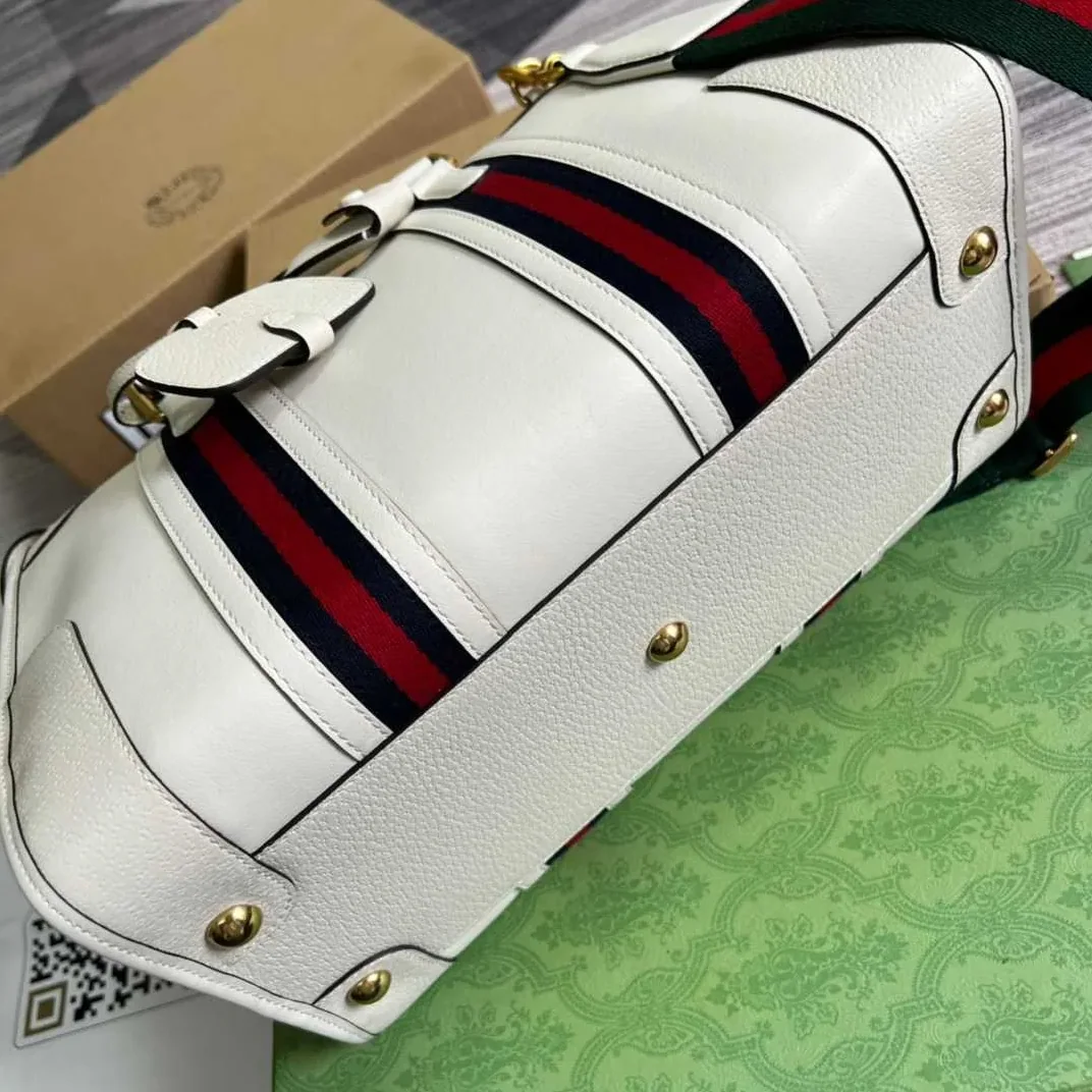 Gucci Double G-Detailed Smooth Medium Handbag White /