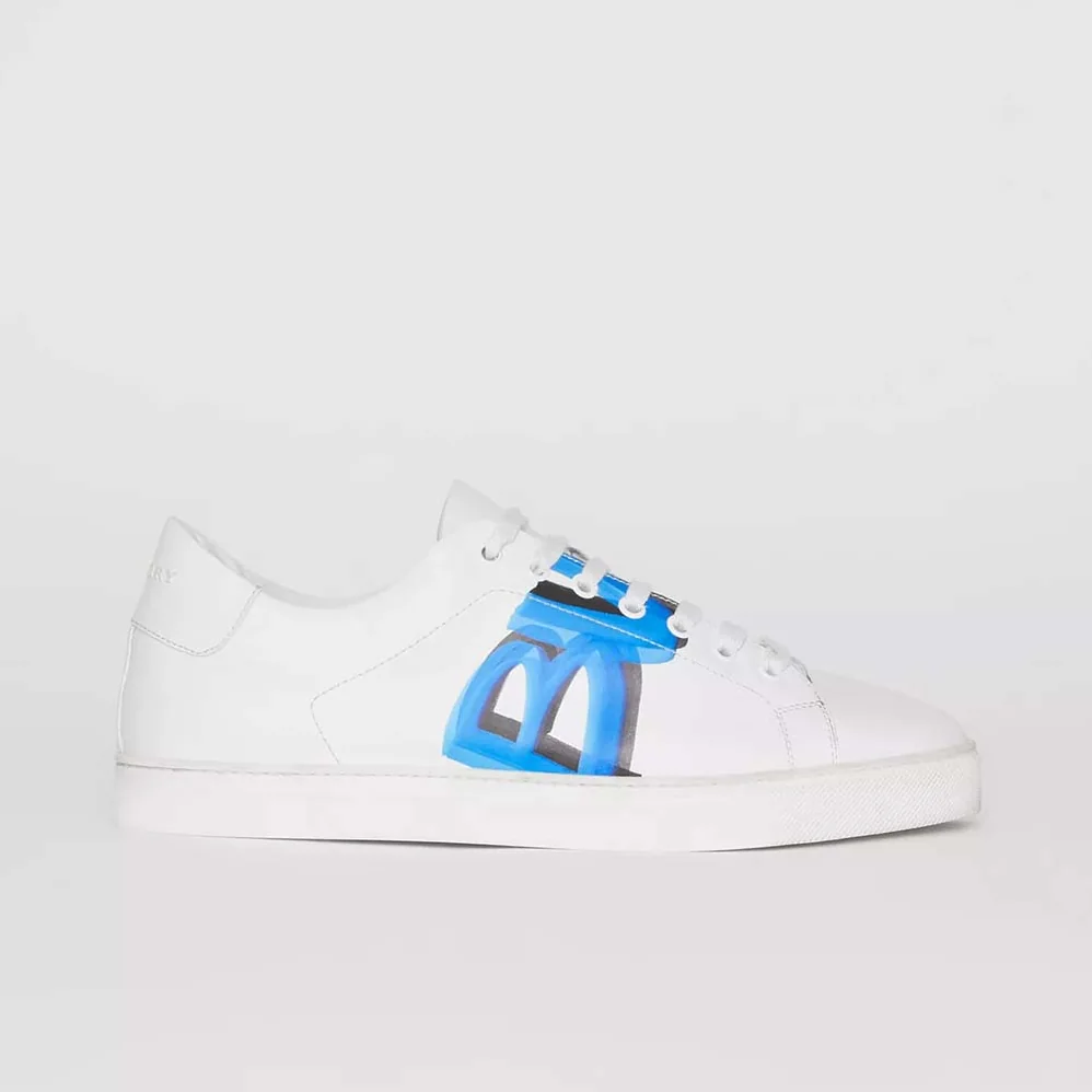 Burberry Shoes Logo Print Leather Sneakers for Unisex in White Burberry Shoes Logo Print Leather Sneakers for Unisex in White