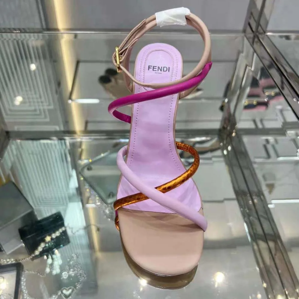 Fendi First Pink Nappa Leather High for Women in Heeled Sandals Fendi First Pink Nappa Leather High for Women in Heeled Sandals