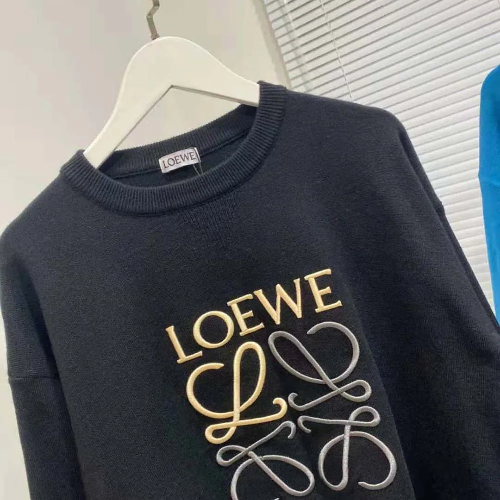 Loewe Anagram Embroidered Sweatshirt in Cotton for Women in Black Loewe Anagram Embroidered Sweatshirt in Cotton for Women in Black