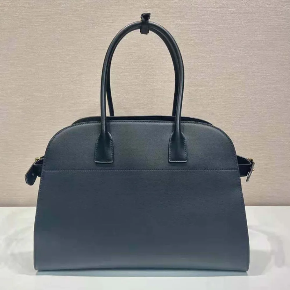 Prada Large Leather Tote Bag with Buckles for Women in Black Prada Large Leather Tote Bag with Buckles for Women in Black