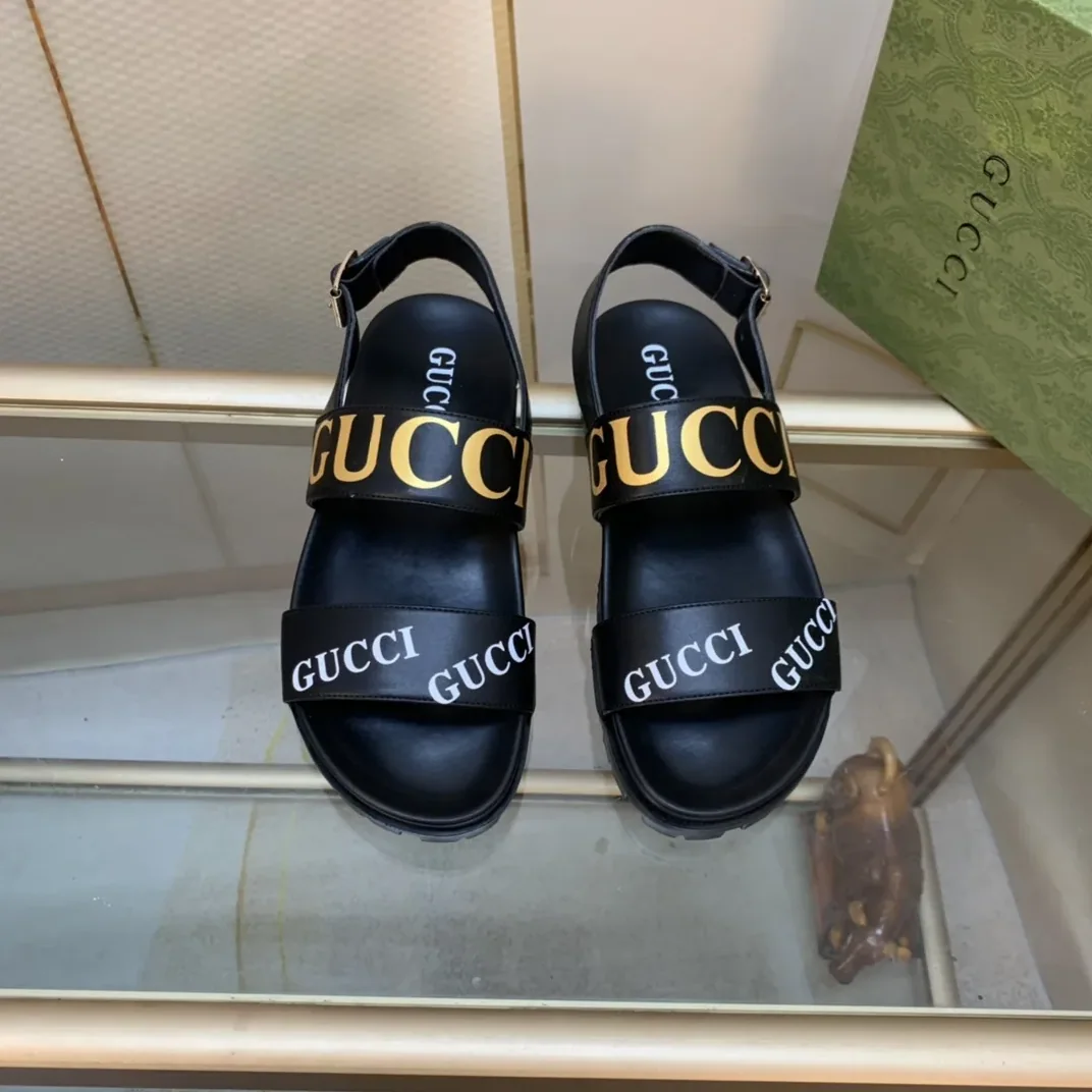 Gucci Tiger And Buckle Sandal Black for Women