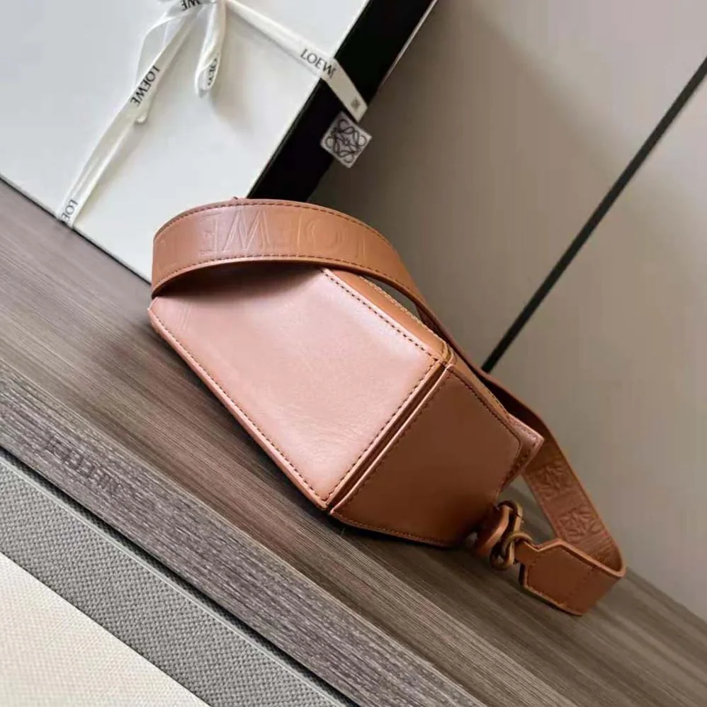 Loewe Mini Puzzle Bag in Satin Calfskin for Women in Brown Loewe Mini Puzzle Bag in Satin Calfskin for Women in Brown