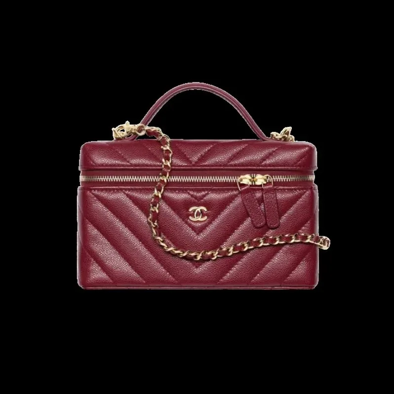 Chanel Vanity Top Handle Bag in Dark Burgundy Gold Hardware