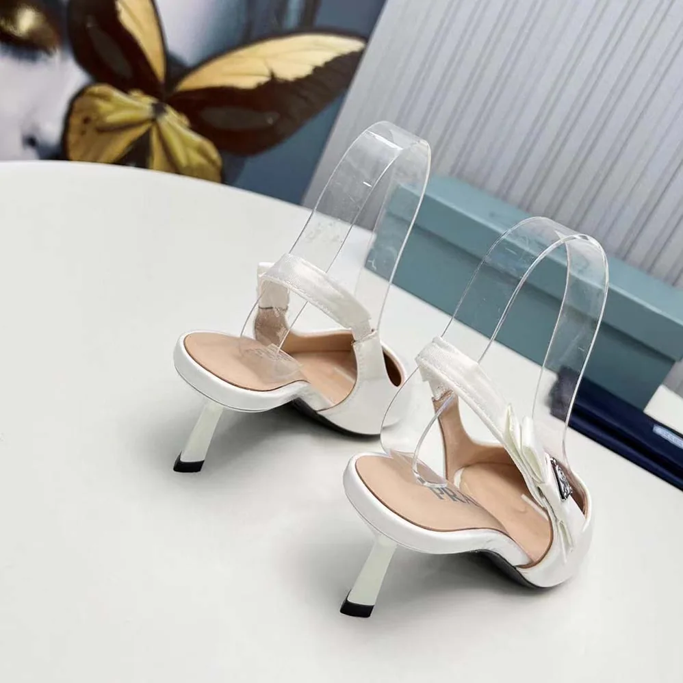 Prada Patent-Leather Slingback Pumps for Women in White Prada Patent-Leather Slingback Pumps for Women in White