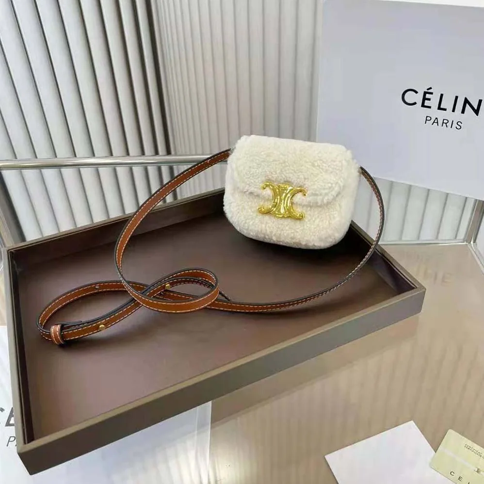 Celine Mini Triomphe in Shearling and Calfskin for Women