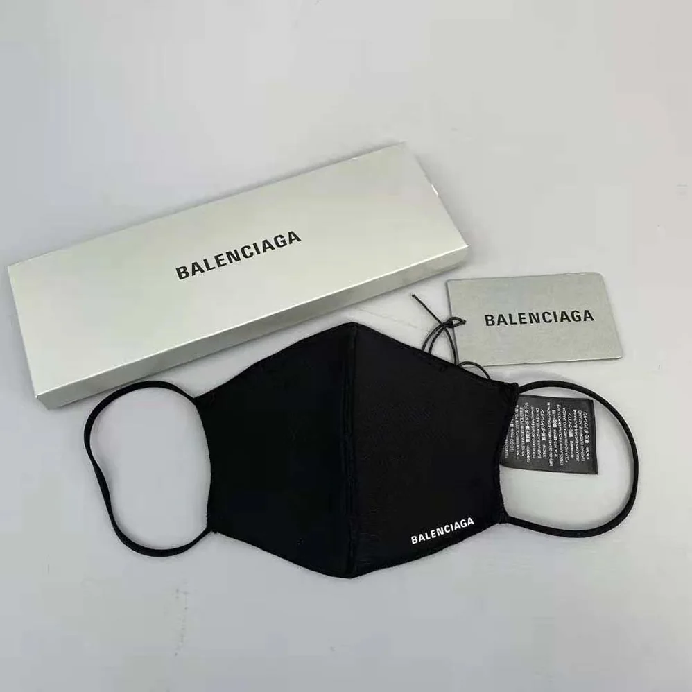Balenciaga Care Mask in Black and White Printed Neoprene for Women Balenciaga Care Mask in Black and White Printed Neoprene for Women