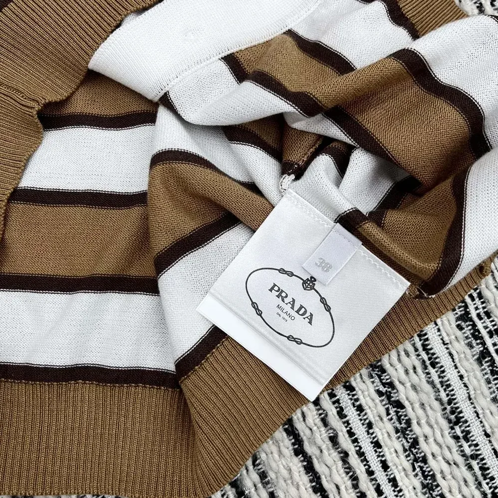 Prada Short for Women in sleeved Striped Cotton Cardigan Prada Short for Women in sleeved Striped Cotton Cardigan