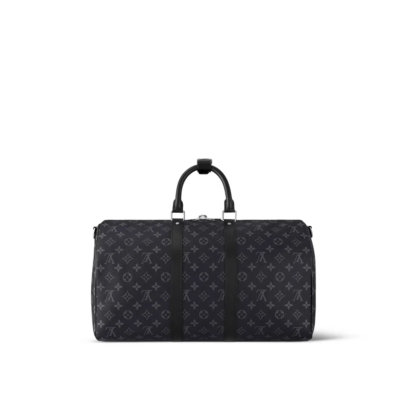 Louis Vuitton Keepall Bandouliere 45 Travel Bag / Black Monogram Eclipse Silver Hardware Louis Vuitton Keepall Bandouliere 45 Travel Bag / Black Monogram Eclipse Silver Hardware