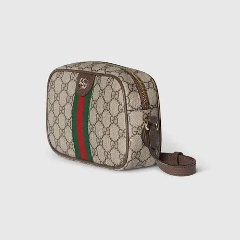 Gucci Ophidia Small Shoulder Bag / Beige And Dark Brown Light Gold Hardware