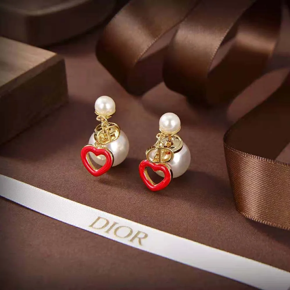 Dior Tribales Earrings Gold-Finish Metal with White Resin Pearls for Women Dior Tribales Earrings Gold-Finish Metal with White Resin Pearls for Women
