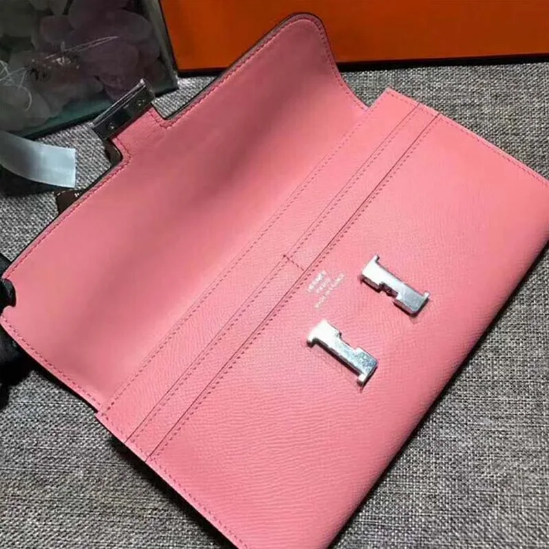 Hermes Constance Long Wallet in Calfskin Leather for Women in Pink Hermes Constance Long Wallet in Calfskin Leather for Women in Pink