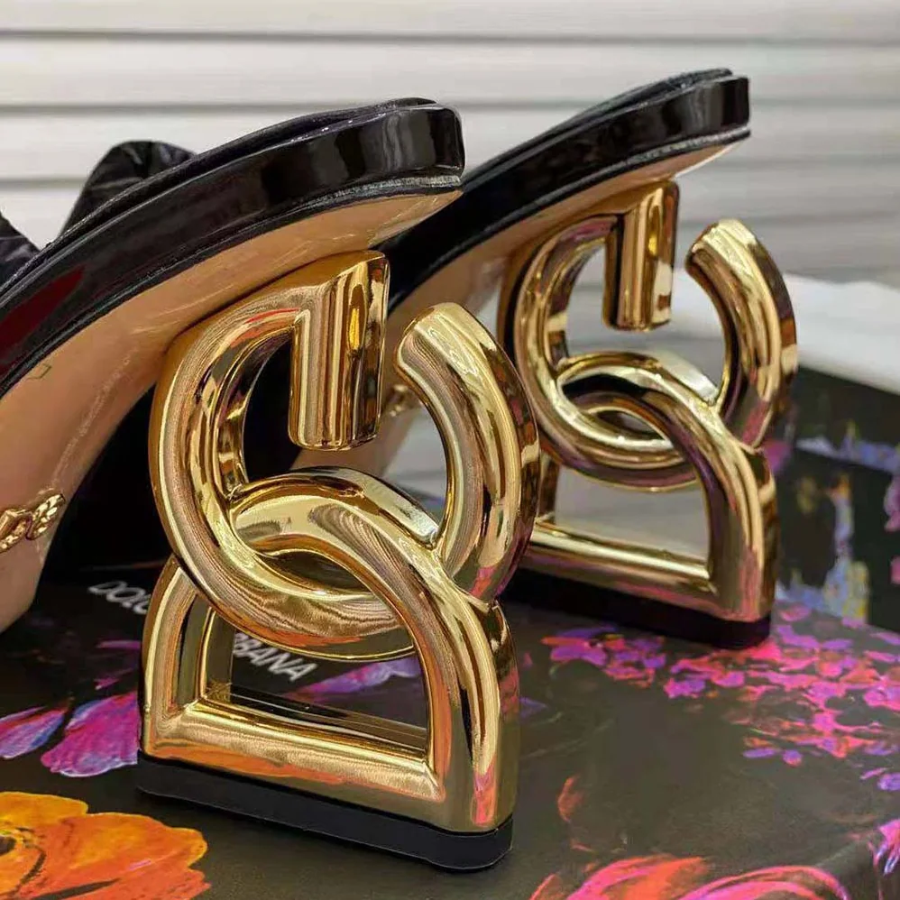 Dolce Gabbana D&G Down-Padded Mules with DG Pop Heel for Women in Black