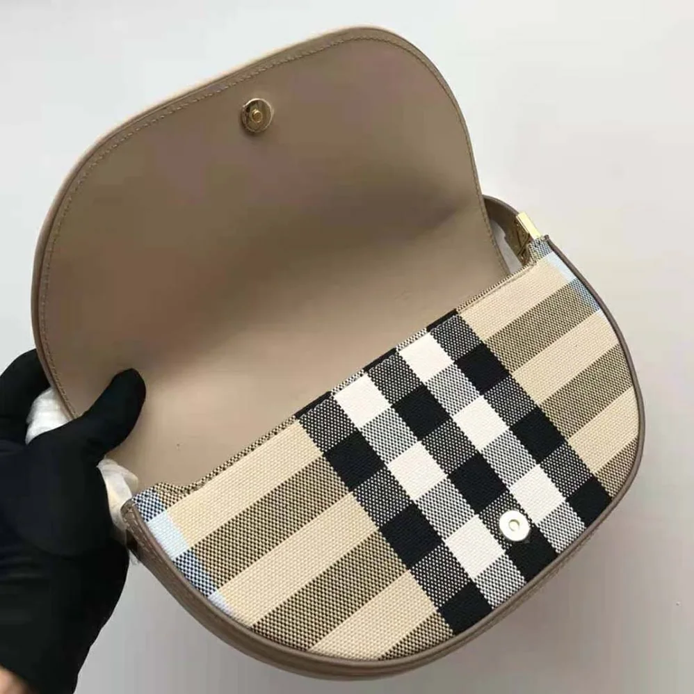 Burberry Small Check Canvas and Leather Olympia Bag for Women
