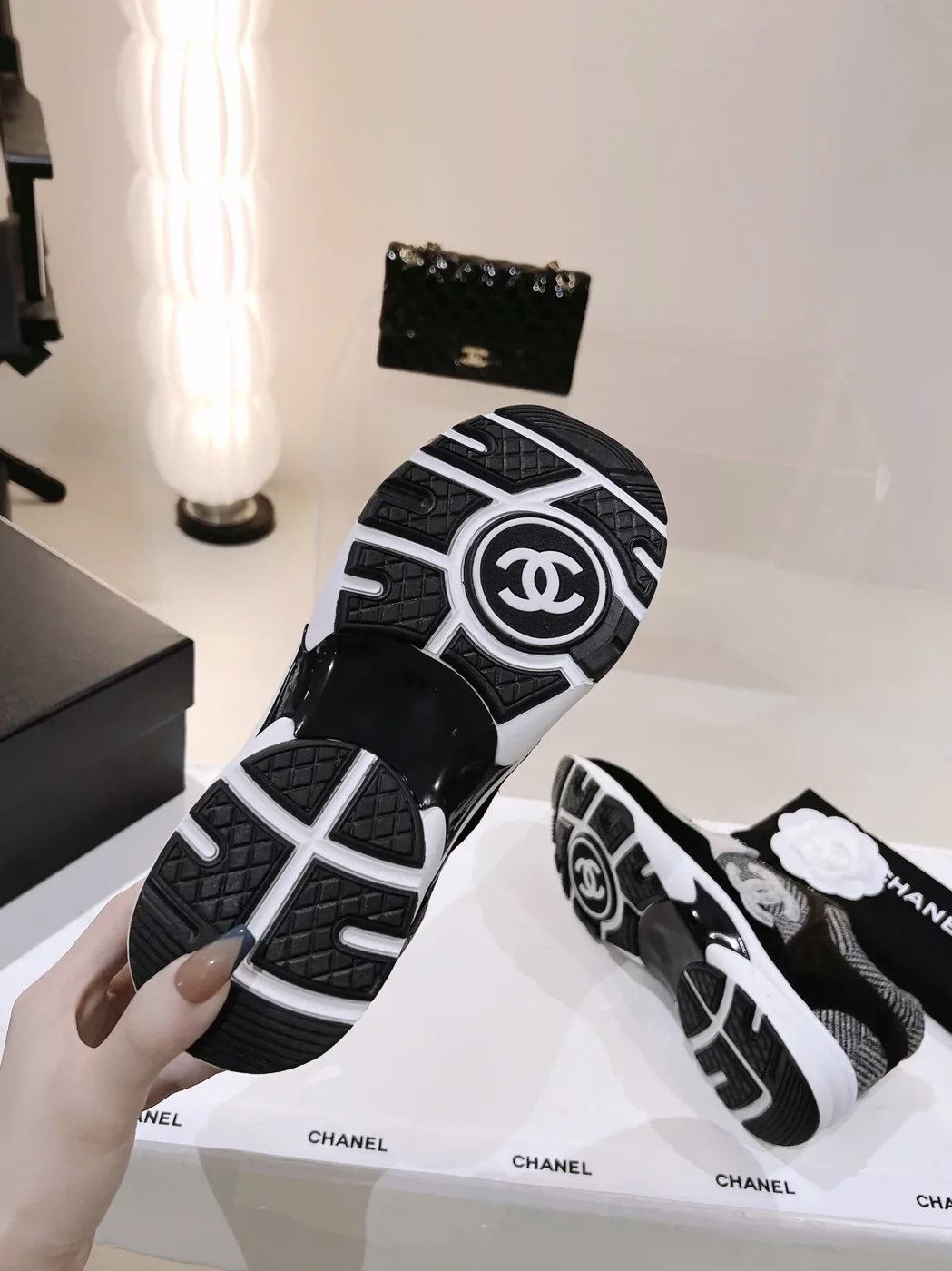 Chanel Wool Stitch Casual C Sneakers Black
