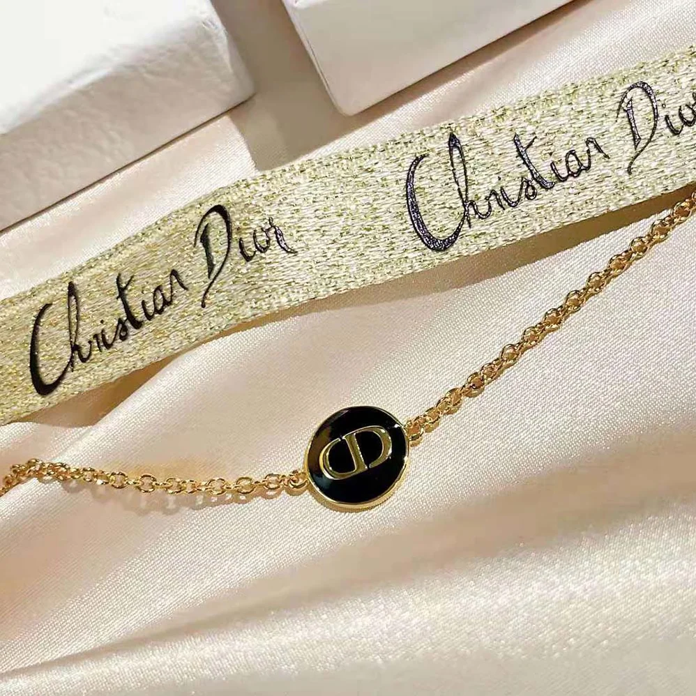 Dior Petit CD Bracelet Gold-Finish Metal and Black Lacquer for Women Dior Petit CD Bracelet Gold-Finish Metal and Black Lacquer for Women