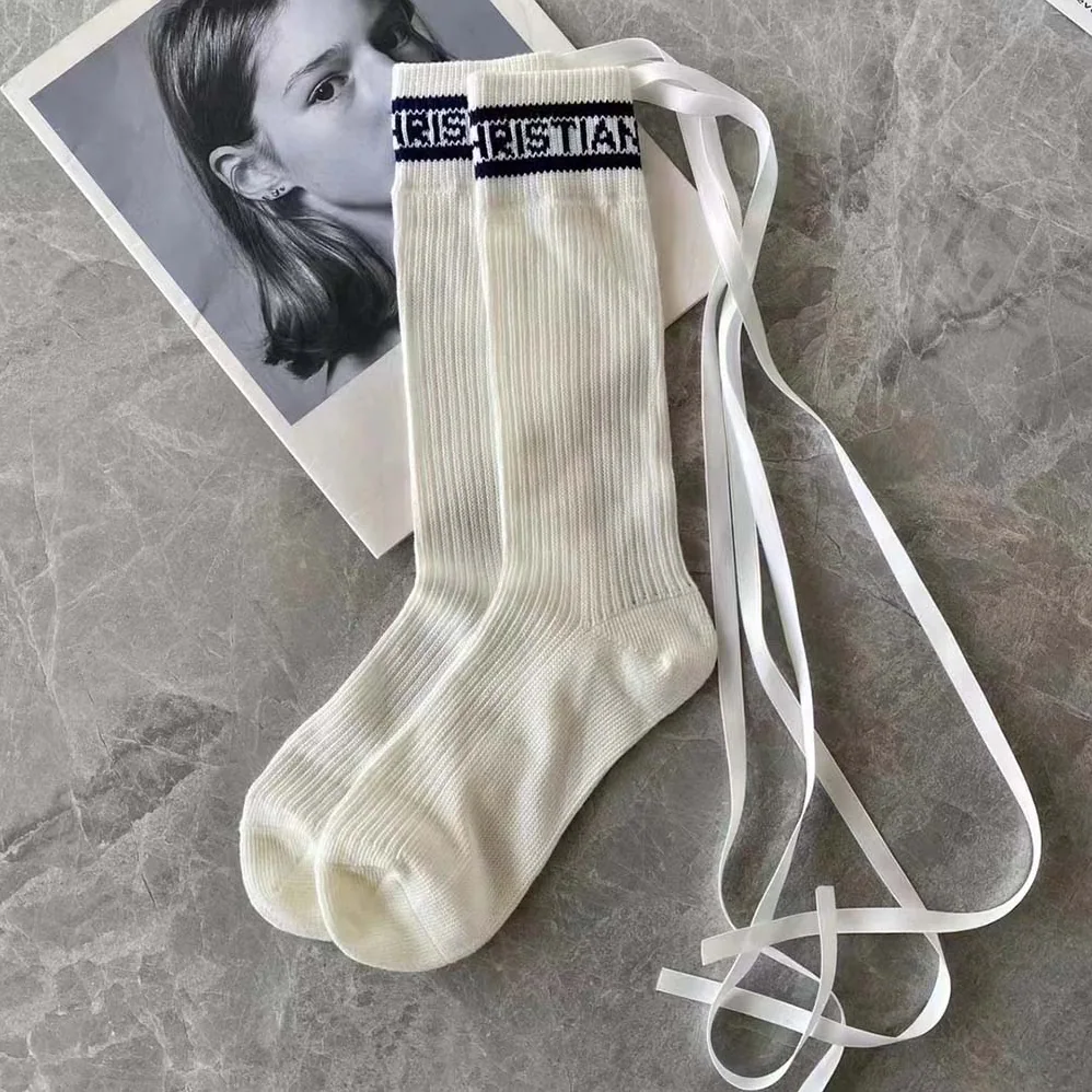 Dior Sporty High Socks White Black and Royal Cotton for Women Dior Sporty High Socks White Black and Royal Cotton for Women
