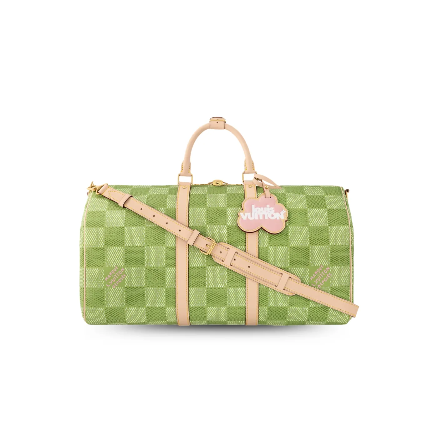 Louis Vuitton Keepall Bandouliere 50 Travel Bag in Green Gold Hardware