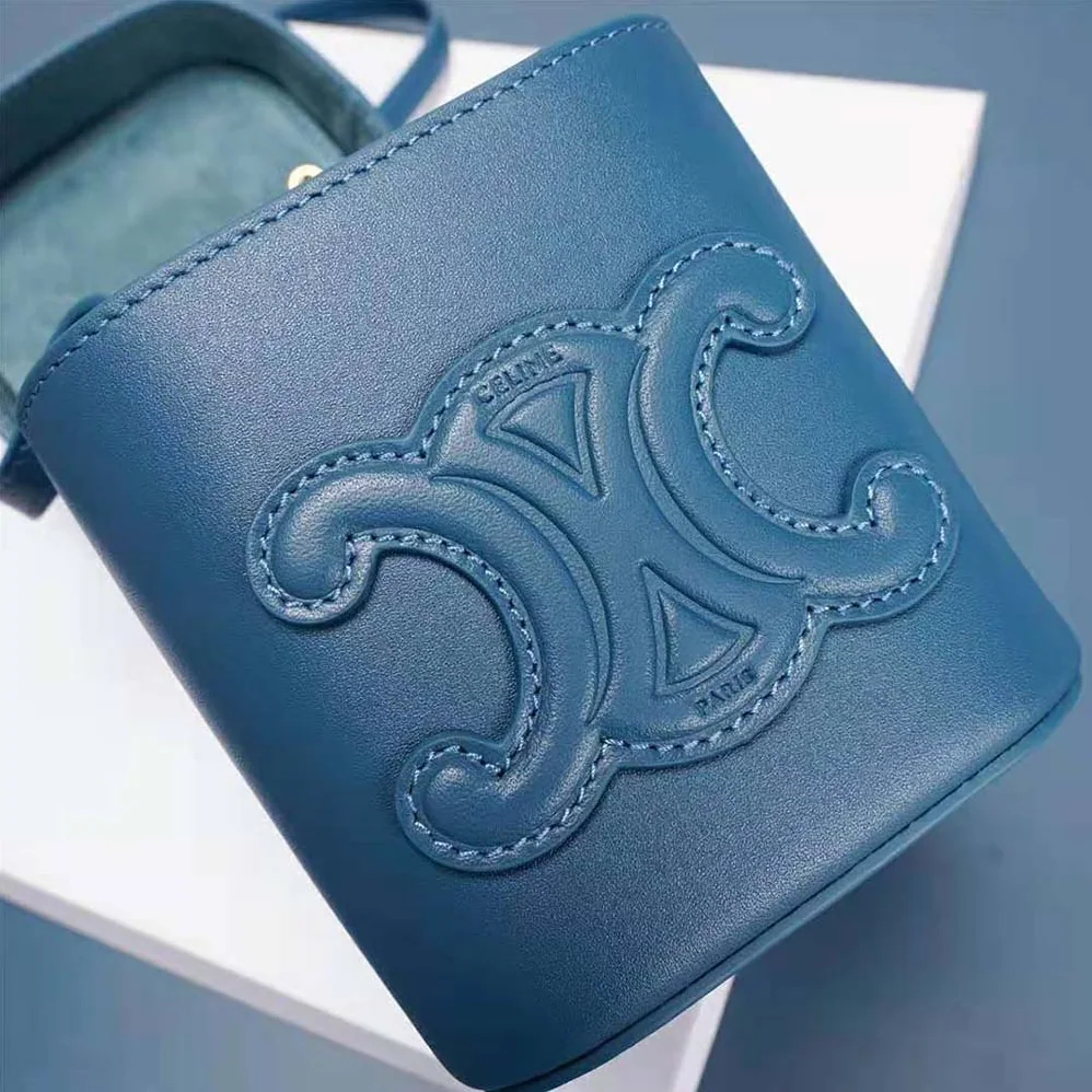 Celine Small Box Cuir Triomphe in Smooth Calfskin for Women in Blue