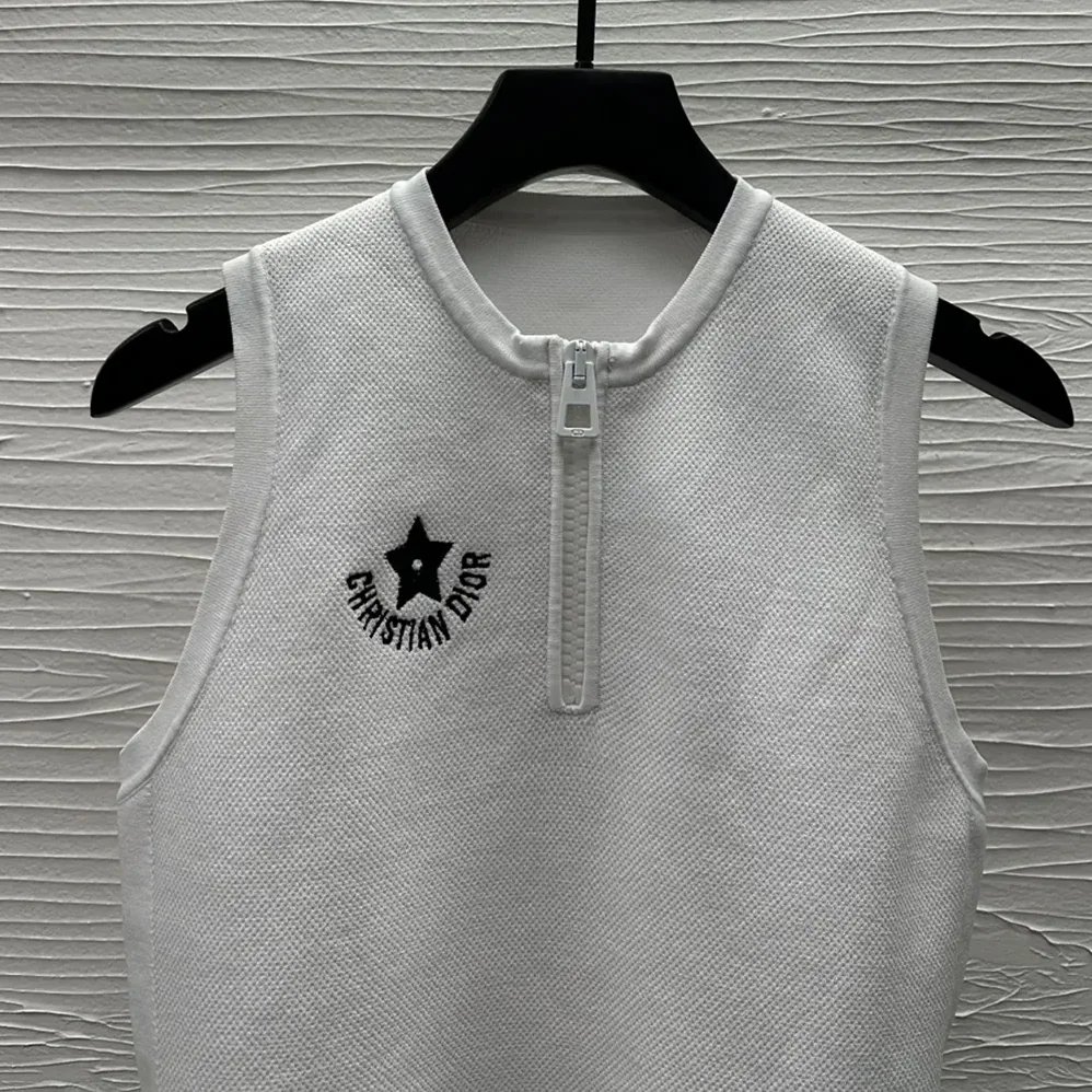 Dior Dioriviera Cropped Tank Top with White Technical Knit for Women Dior Dioriviera Cropped Tank Top with White Technical Knit for Women