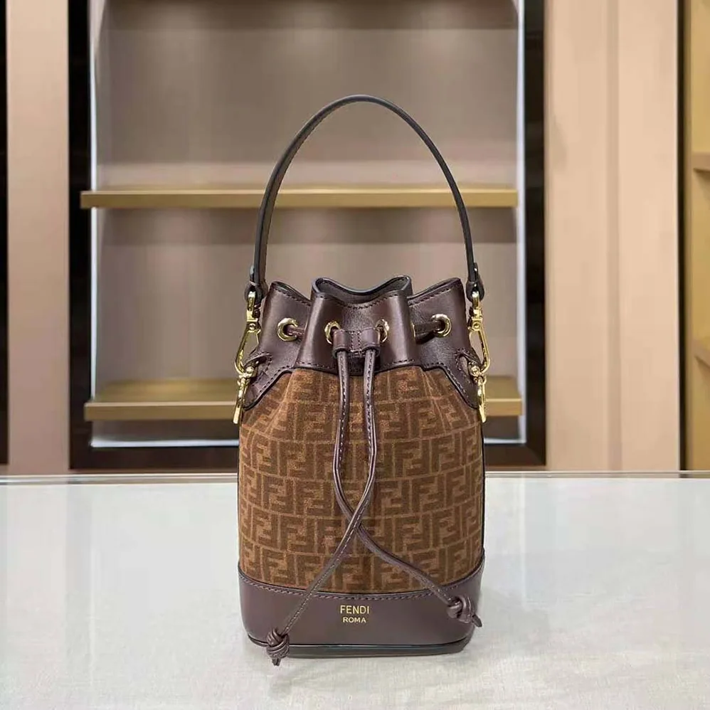 Fendi Mon Tresor Brown Leather Mini for Women in Bag with FF Print Fendi Mon Tresor Brown Leather Mini for Women in Bag with FF Print