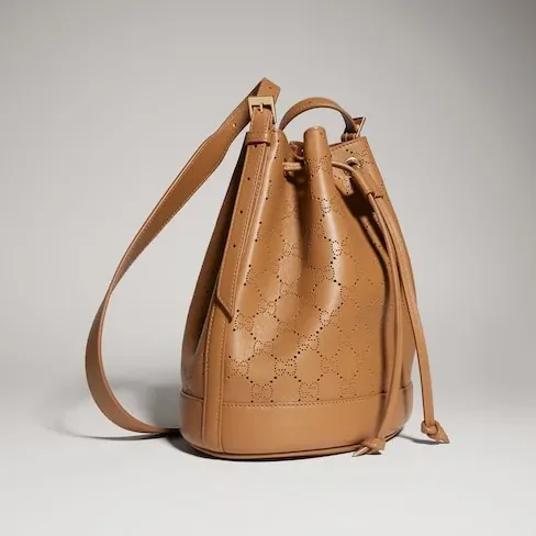 Gucci Venice Small Bucket Bag in Dark Beige Gold Hardware