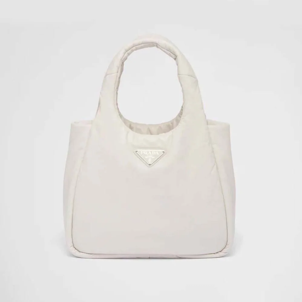 Prada Medium Padded Prada Soft Nappa Leather Bag for Women in White Prada Medium Padded Prada Soft Nappa Leather Bag for Women in White
