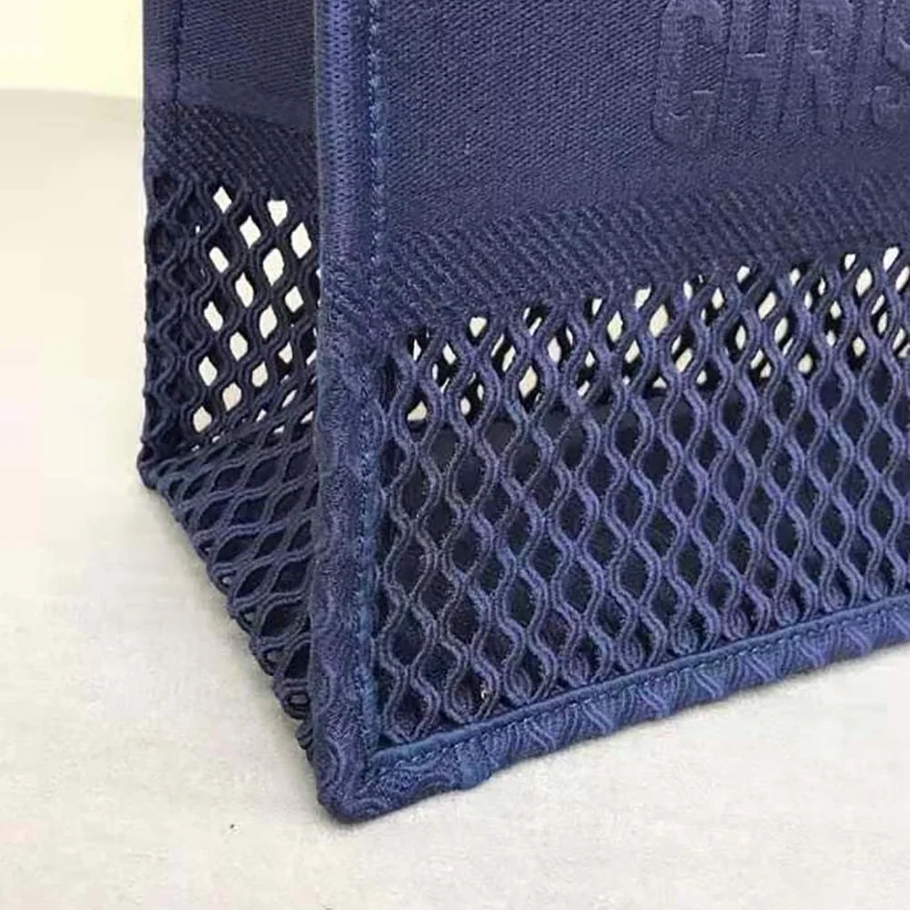 Dior Small Dior Book Tote Blue Mesh Embroidery for Women