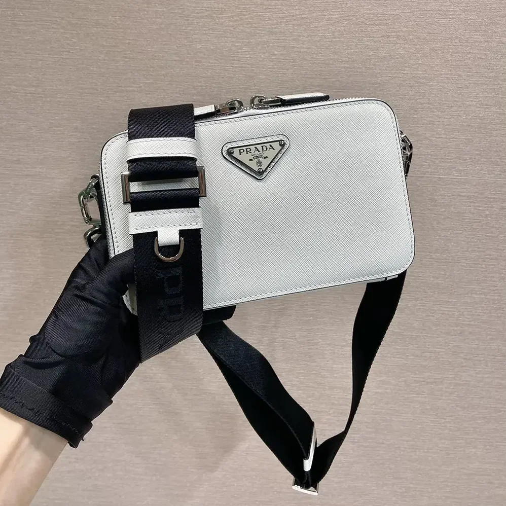 Prada Brique Saffiano Leather Bag for Men in White Prada Brique Saffiano Leather Bag for Men in White