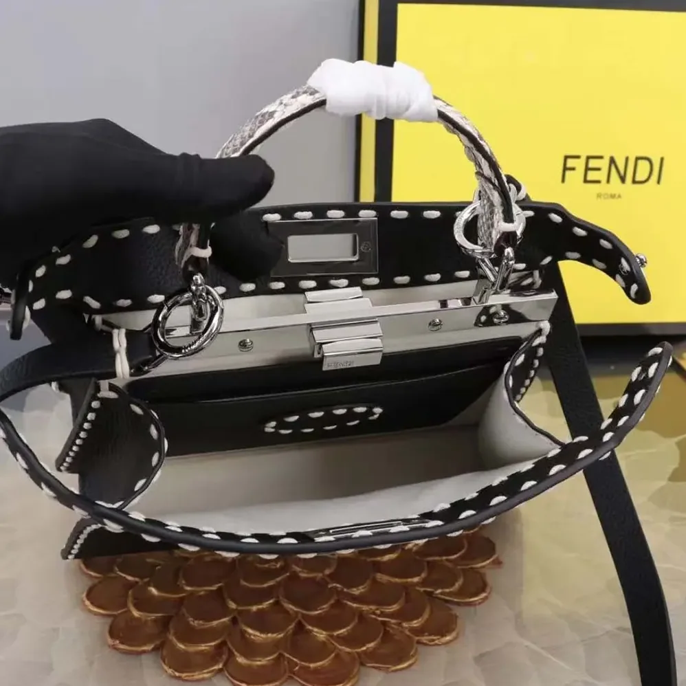 Fendi Peekaboo Iseeu Small Black Selleria Bag for Women Fendi Peekaboo Iseeu Small Black Selleria Bag for Women