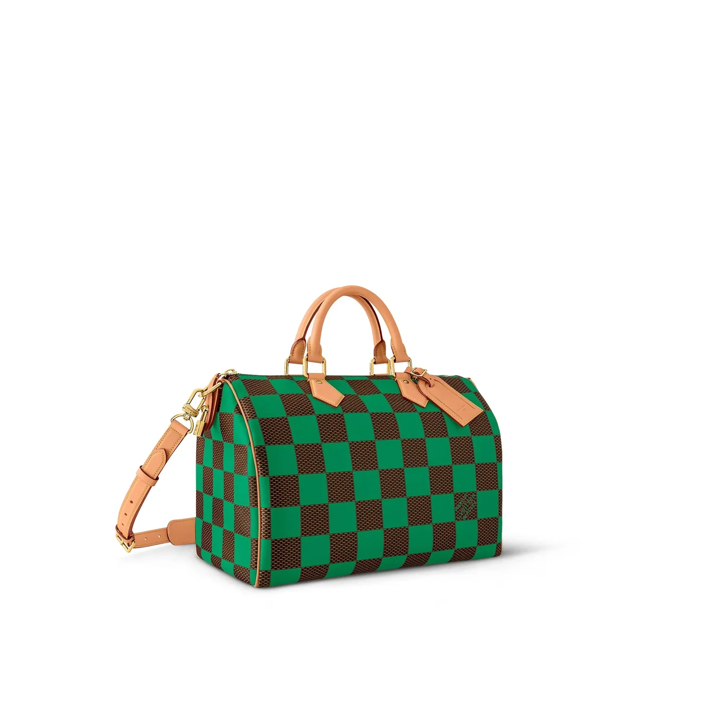 Louis Vuitton Speedy 40 Bandouliere Top Handle Bag / Damier Pop Green Gold Hardware Louis Vuitton Speedy 40 Bandouliere Top Handle Bag / Damier Pop Green Gold Hardware