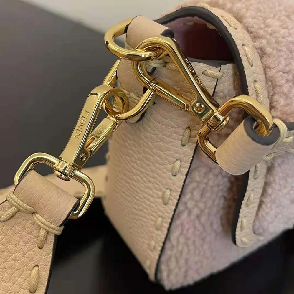 Fendi Baguette Pink Sheepskin Bag for Women