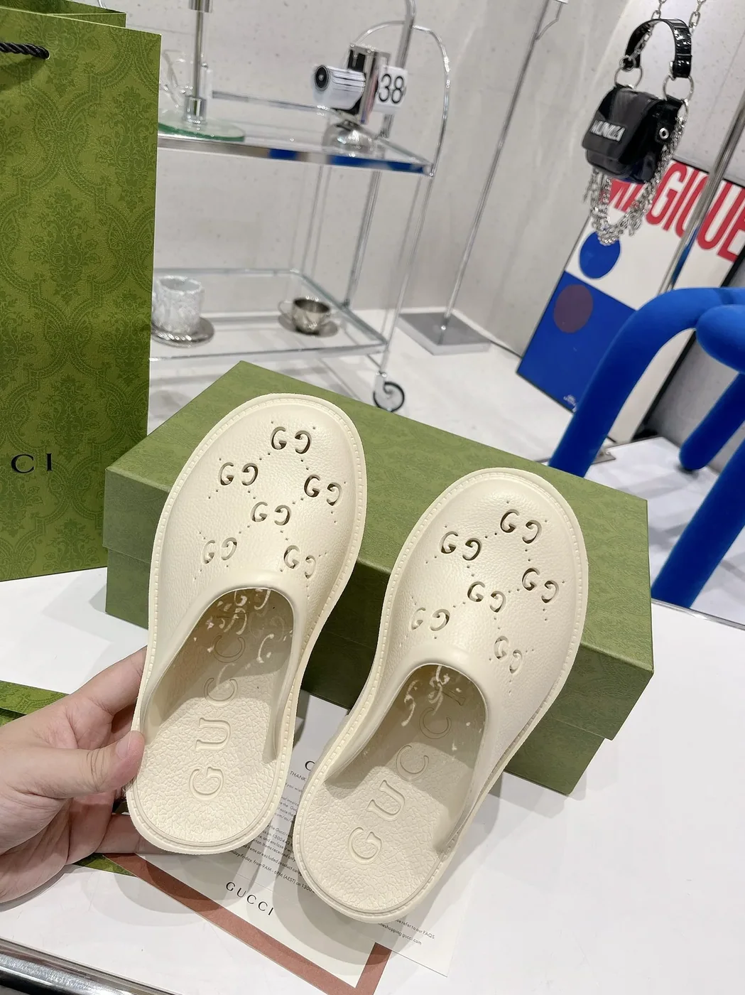 Gucci Platform Perforated G Sandal Yellow for Women