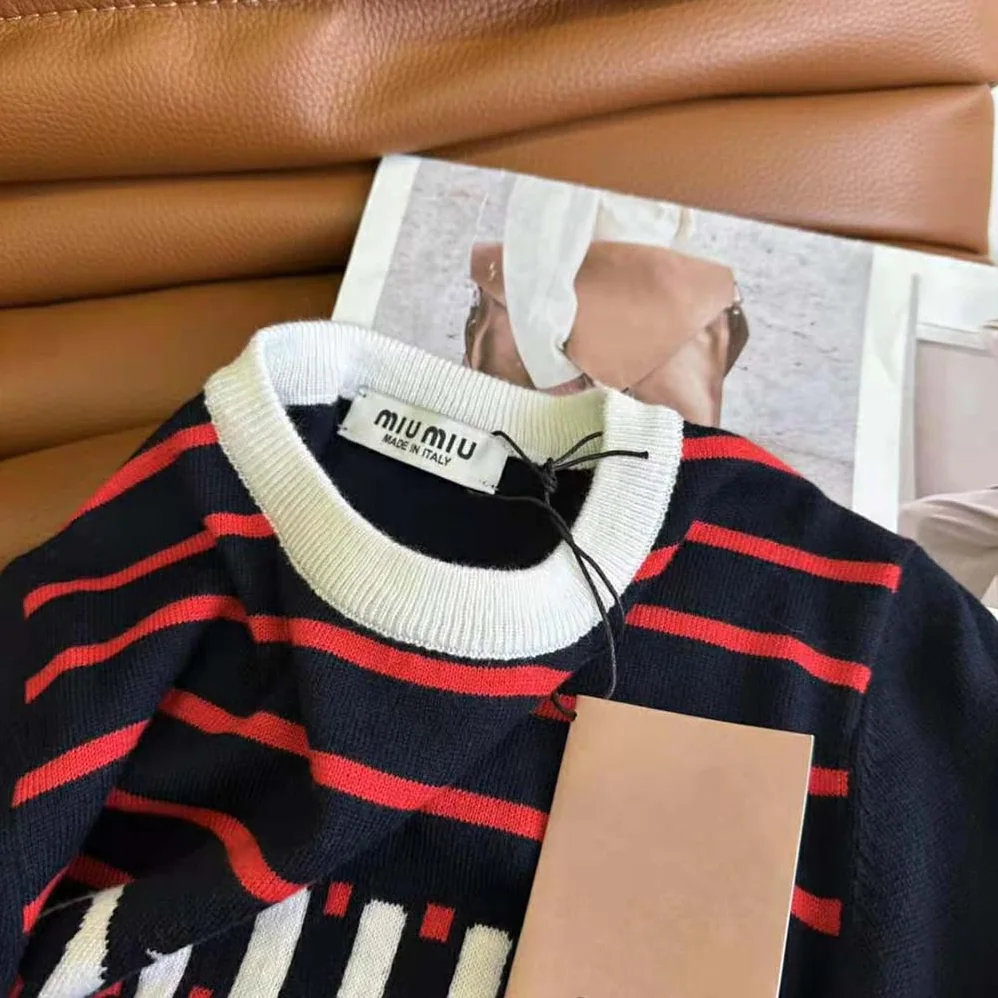 Miu Miu Wool Crew-Neck Sweater for Women in Black