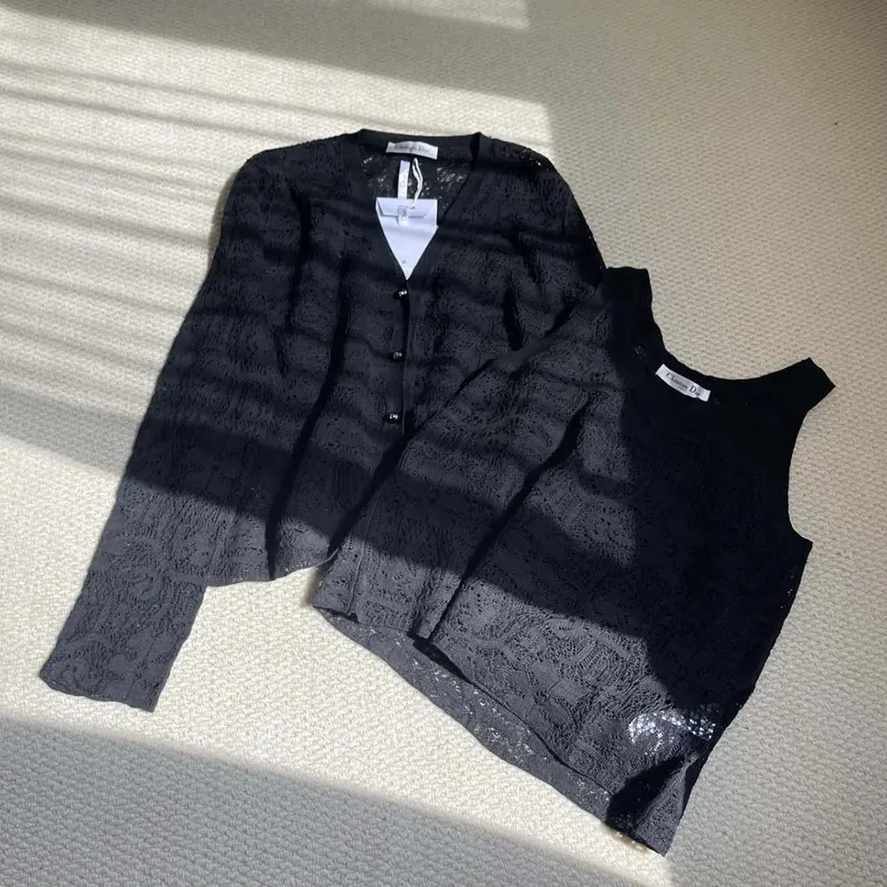 Dior Twinset Black Mohair and Wool Blend Lace for Women Dior Twinset Black Mohair and Wool Blend Lace for Women