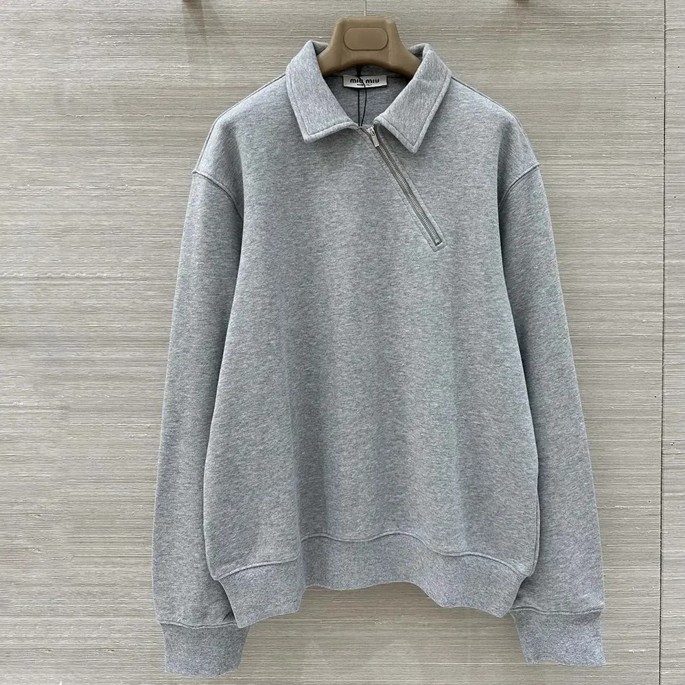 Miu Miu Zippered Cotton Fleece Jacket for Women Miu Miu Zippered Cotton Fleece Jacket for Women