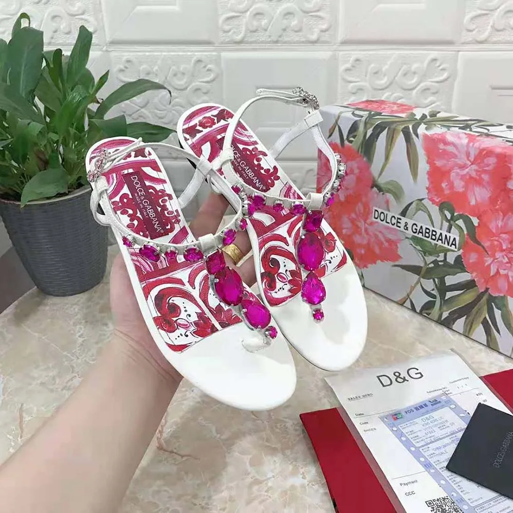 Dolce Gabbana D&G Patent Leather Thong Sandals for Women Dolce Gabbana D&G Patent Leather Thong Sandals for Women