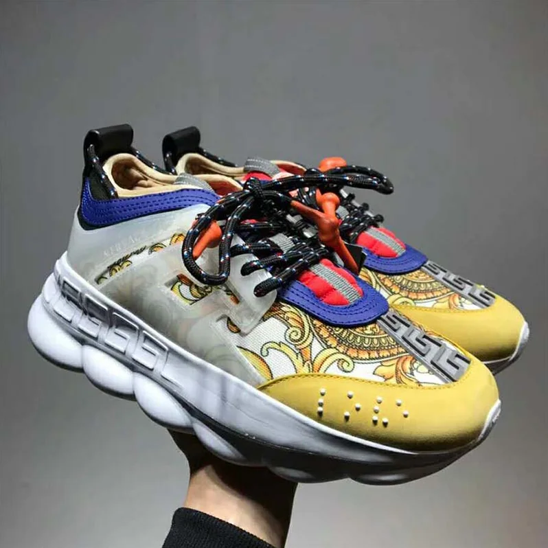 Versace Shoes Chain Reaction Sneakers for Men in Yellow Versace Shoes Chain Reaction Sneakers for Men in Yellow