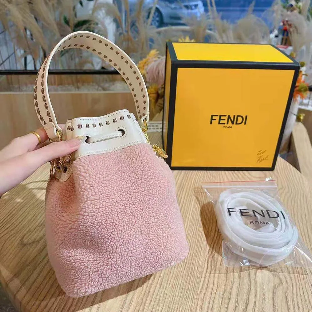 Fendi Mon Tresor Pink Sheepskin Mini for Women in Bag