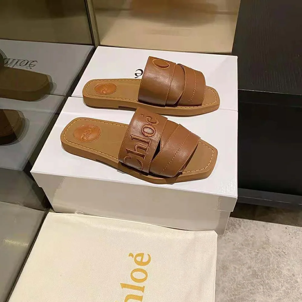 Chloe Woody Flat Mule for Women in Brown
