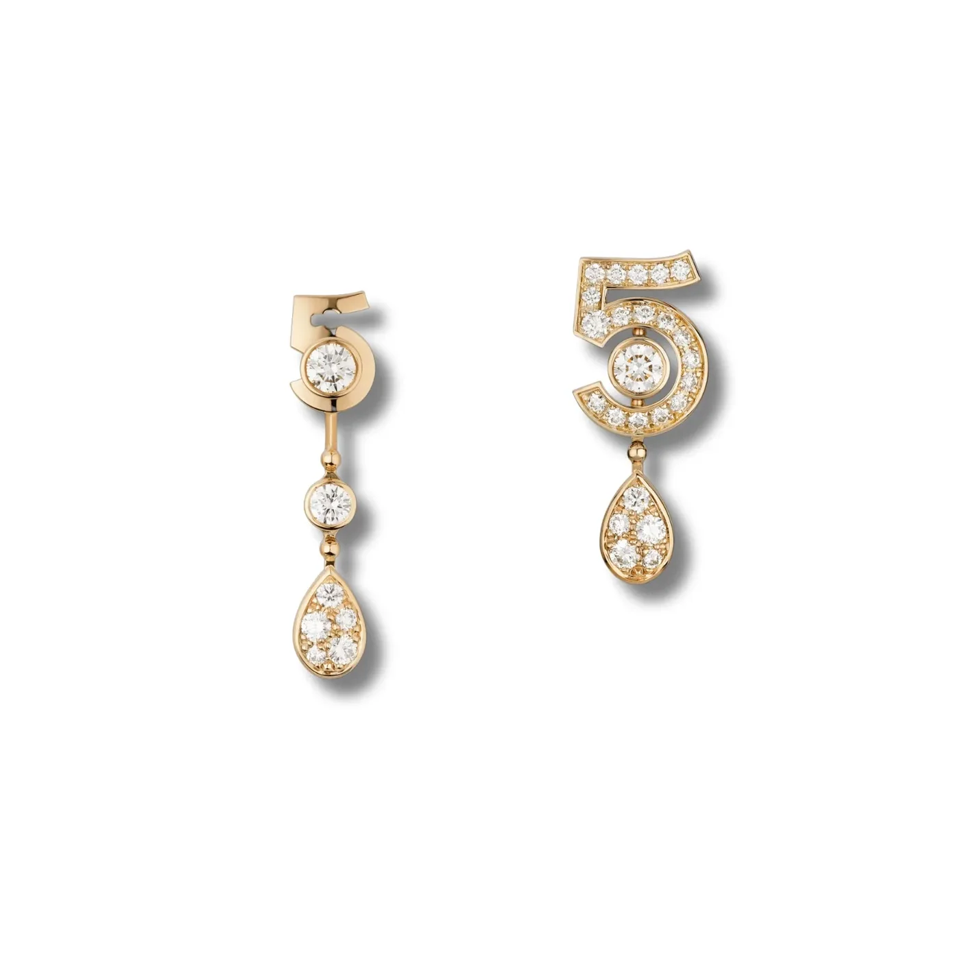 Chanel Eternal N°5 Transformable Earrings Beige Gold Chanel Eternal N°5 Transformable Earrings Beige Gold