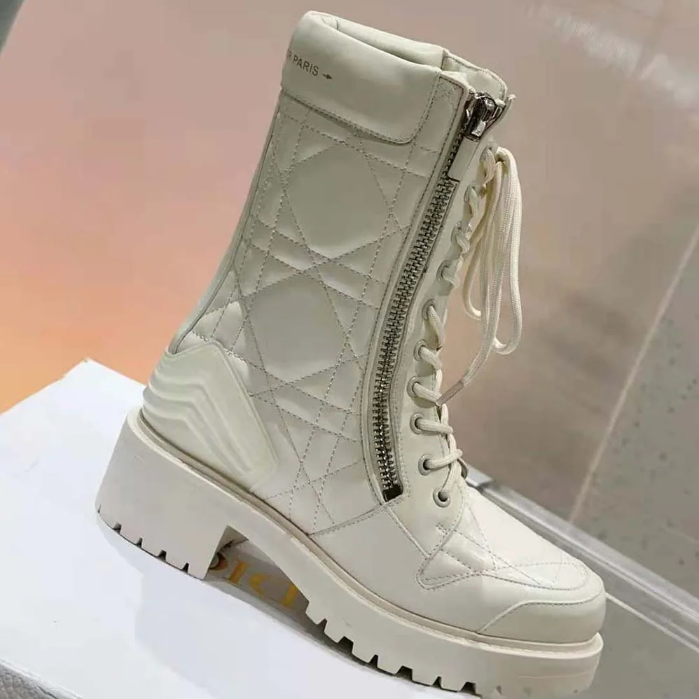 Dior D-Leader Ankle Boot White Quilted Cannage Calfskin for Women Dior D-Leader Ankle Boot White Quilted Cannage Calfskin for Women