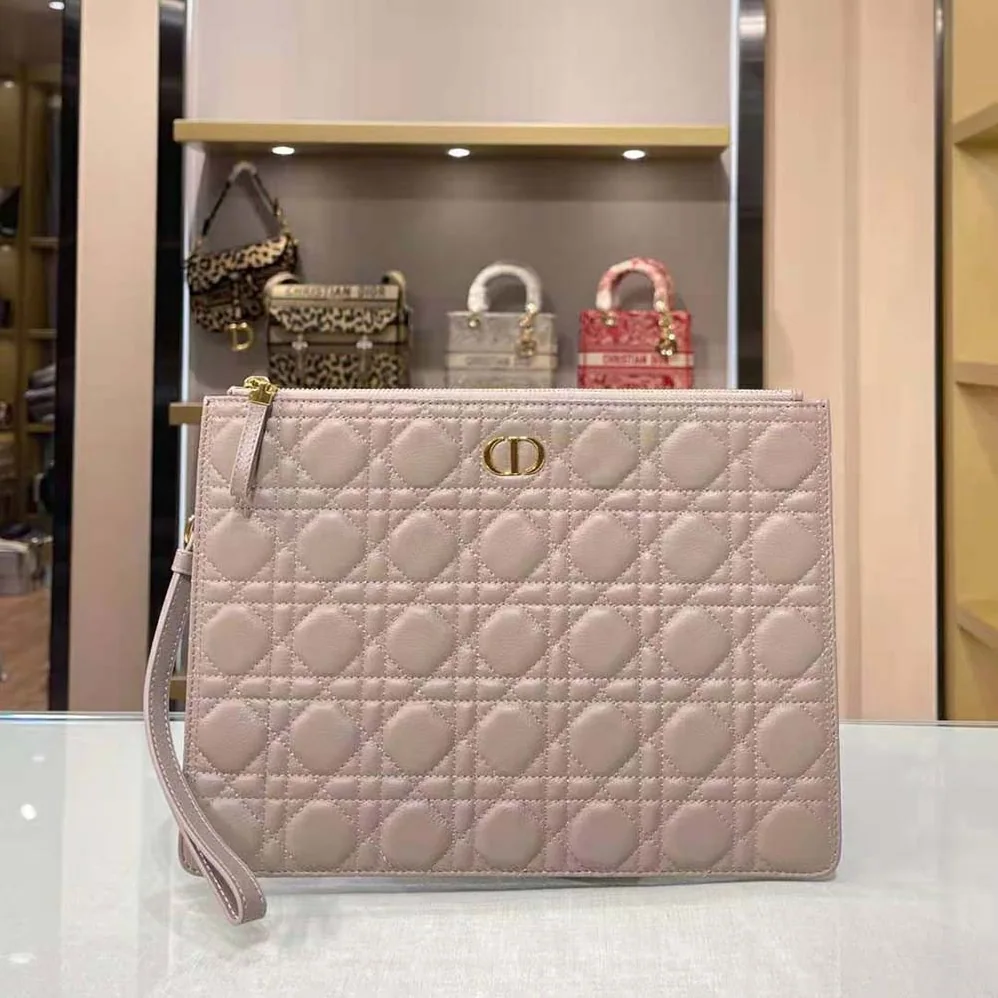 Dior Large Dior Caro Daily Pouch Cannage Calfskin for Women in Sandy