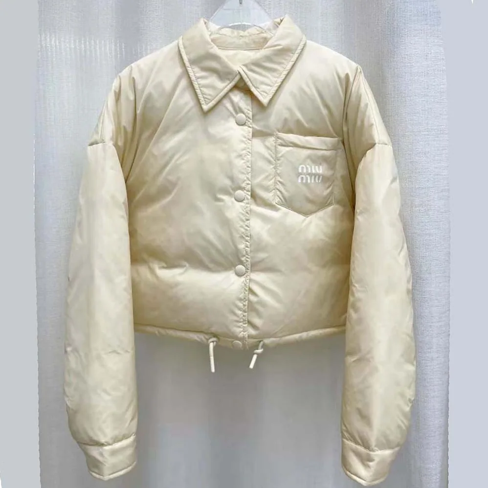 Miu Miu Cropped Technical Fabric Down Jacket for Women