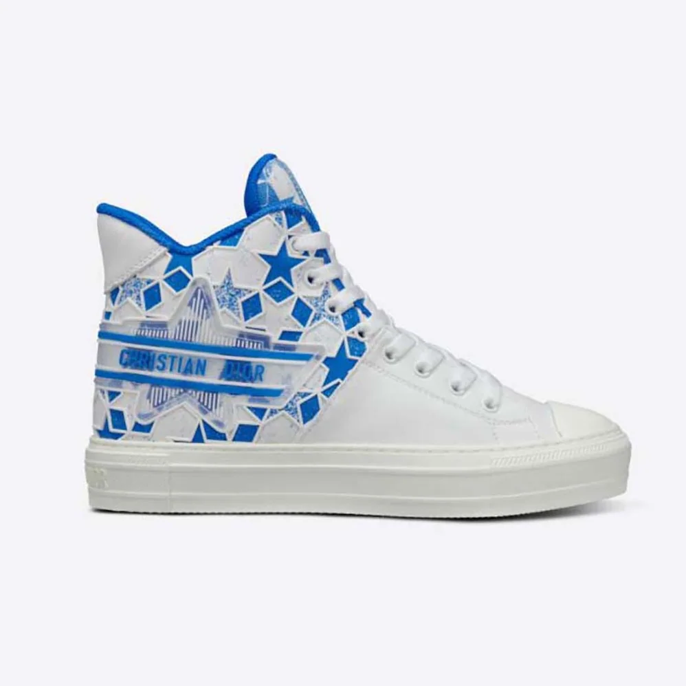 Dior Walk N Dior Star Sneaker Bright Blue and White Calfskin and Technical Fabric for Unisex