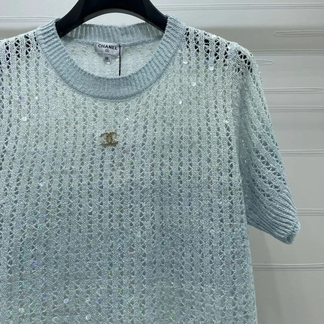 Chanel Sequin Embellished Top Ombre Blue